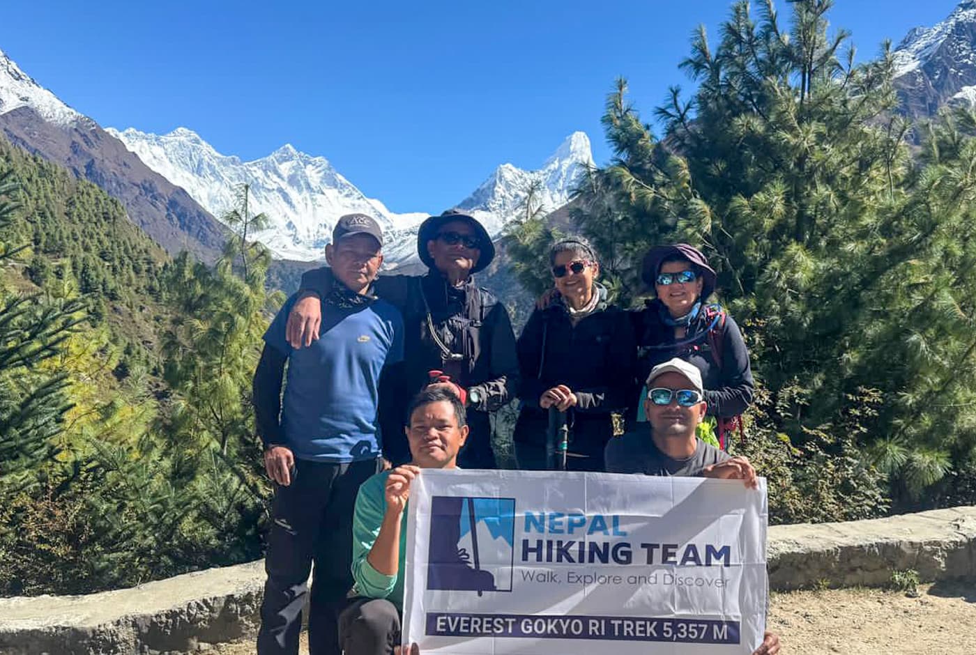 Shyam With Nepal Hiking Team Banner