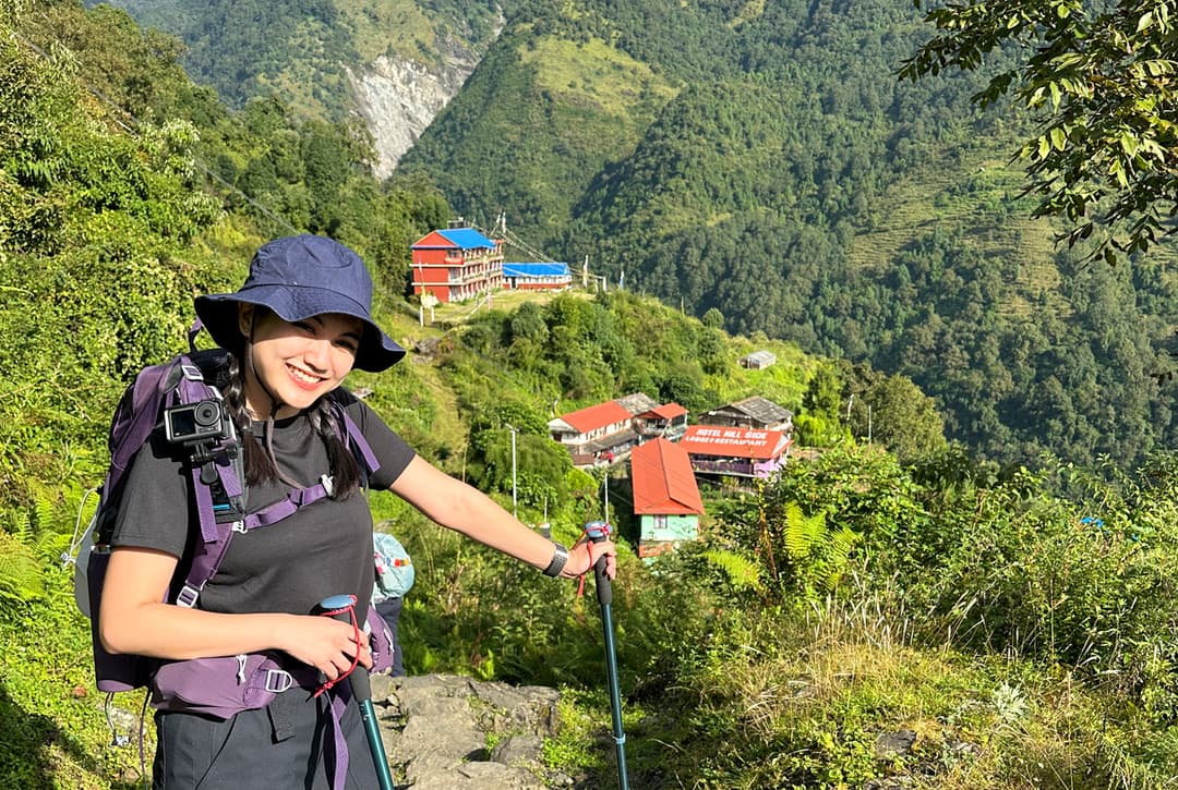 Descending Through Lush Hillsides Toward Kimrong Khola Before The Steep Climb To Chhomrong (2,170m)