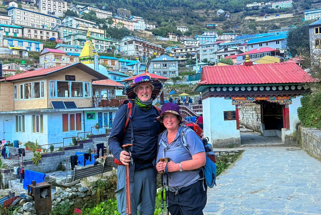 Namche Bazaar village along the Everest Base Camp trek route at 3,440 meters in the Khumbu region.