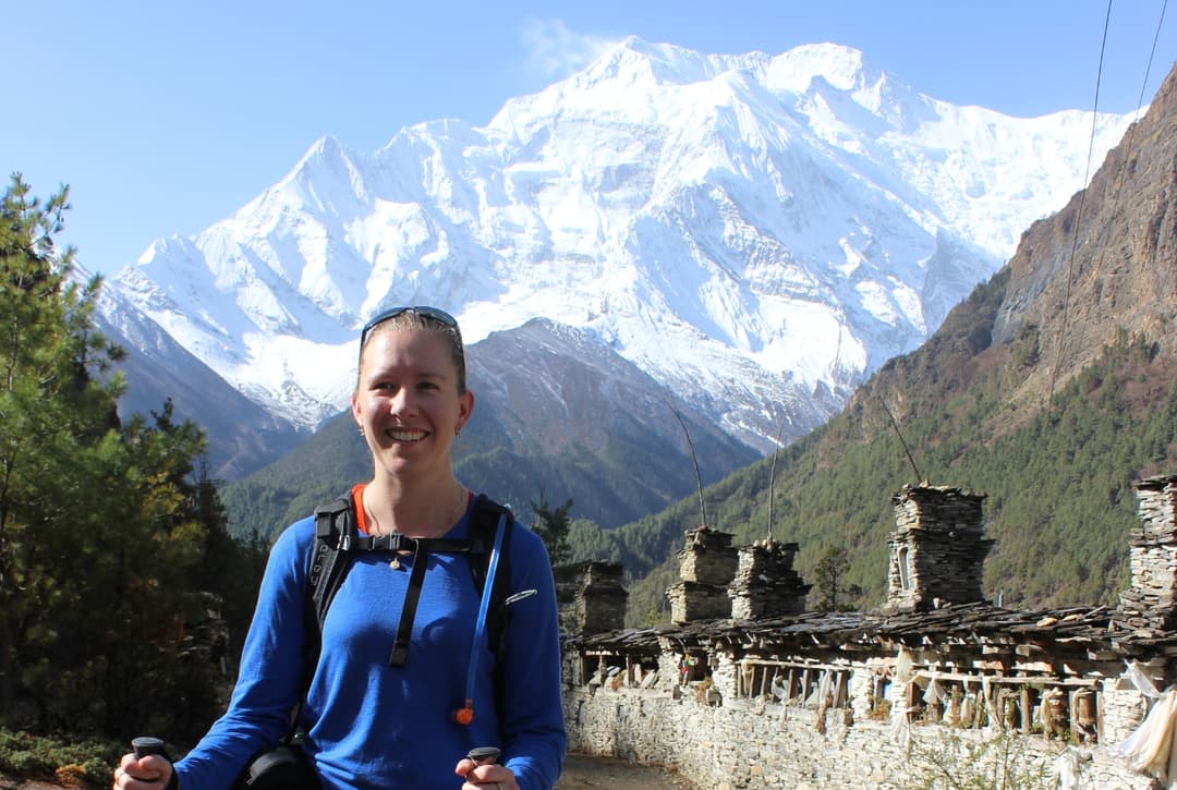 Braga Village, with the prayer walls and Annapurna II in the background
