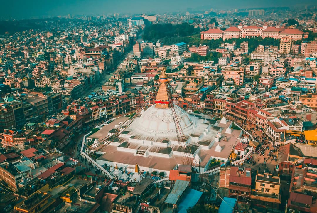 Drone View Of Bouddhanath Stupa