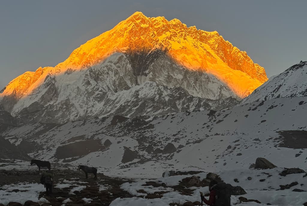 Sunset View Of Nuptse From Lobuche