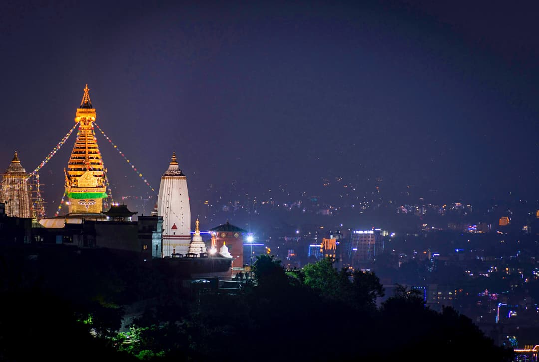 Night View Of Swayambhunath
