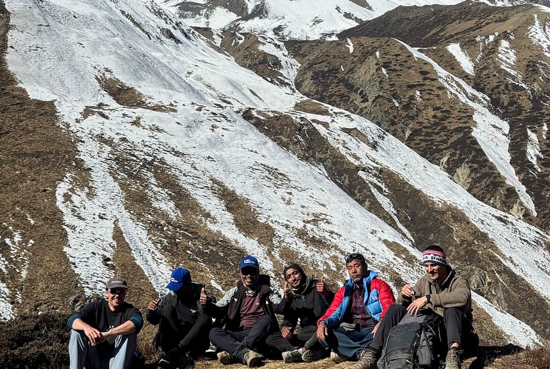 Trekkers Resting During Annapurna Circuit Trek