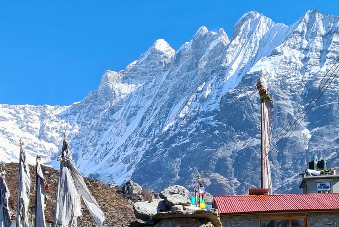 Mountain view image from Langtang Valley  Kyanjin Gompa