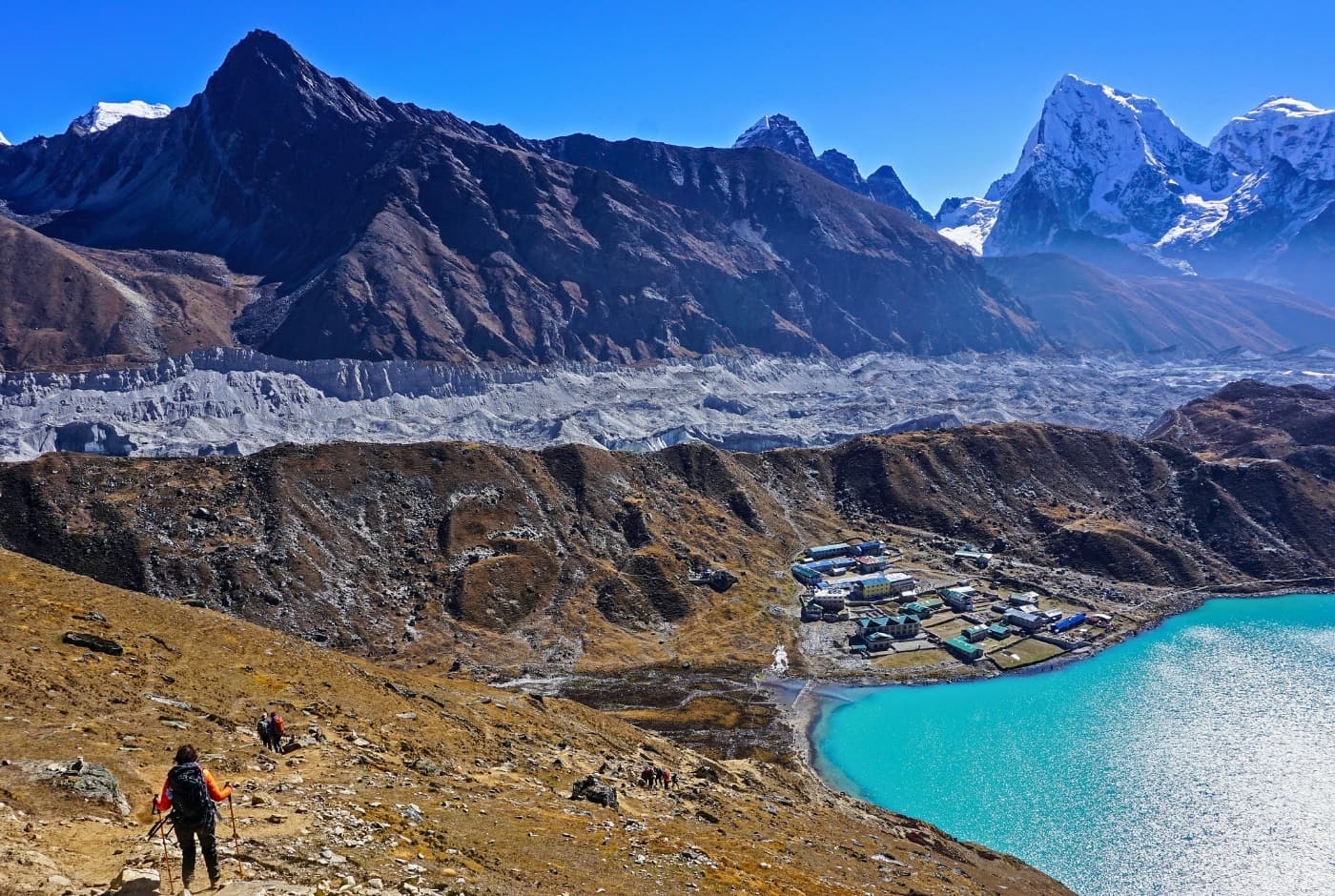 Descending from Gokyo Ri to Gokyo
