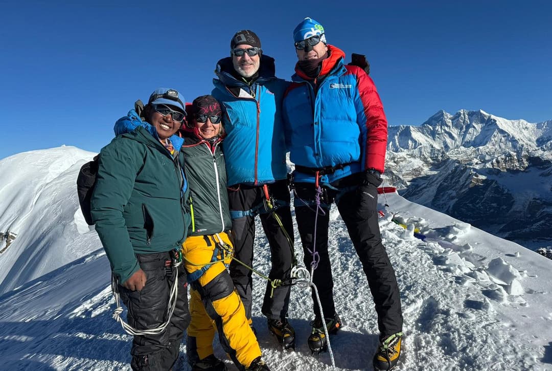Trekkers Taking Photo On The Way To Mera Peak