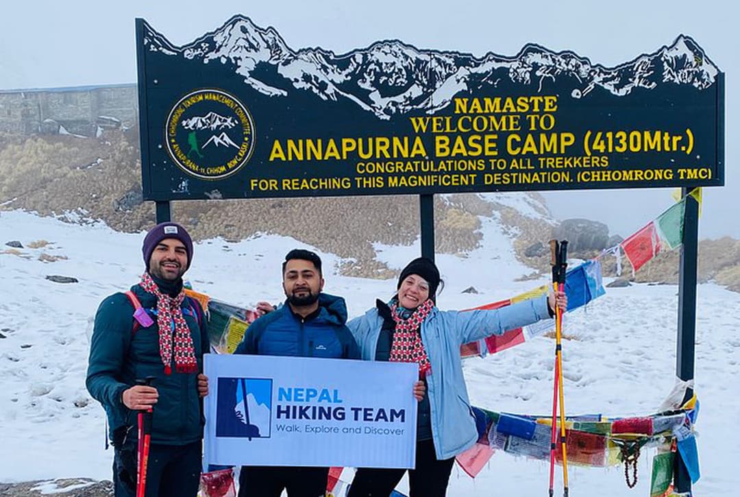 Trekkers At Annapurna Base Camp