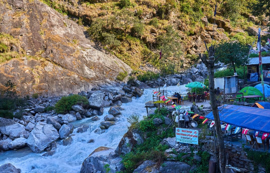 Cascading River from the village of Bamboo  Way to Langtang