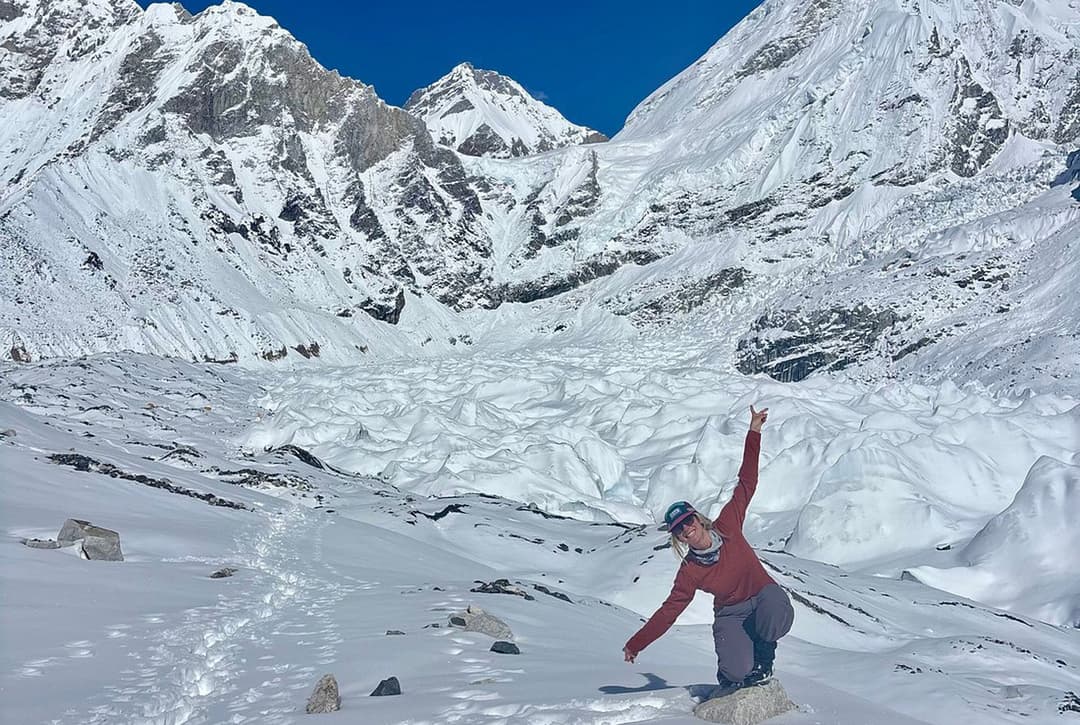 Anette Posing For A Photo During Everest Base Camp Trek