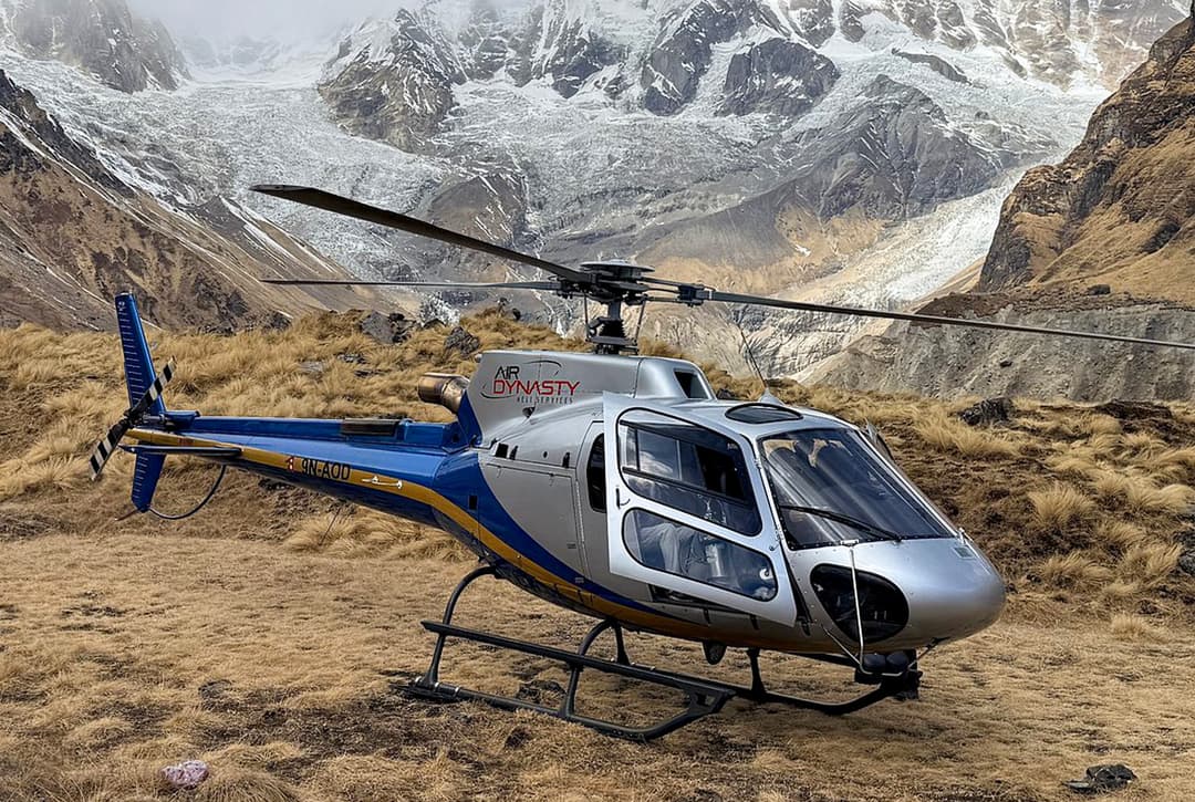 Heli Landing During ABC Trek