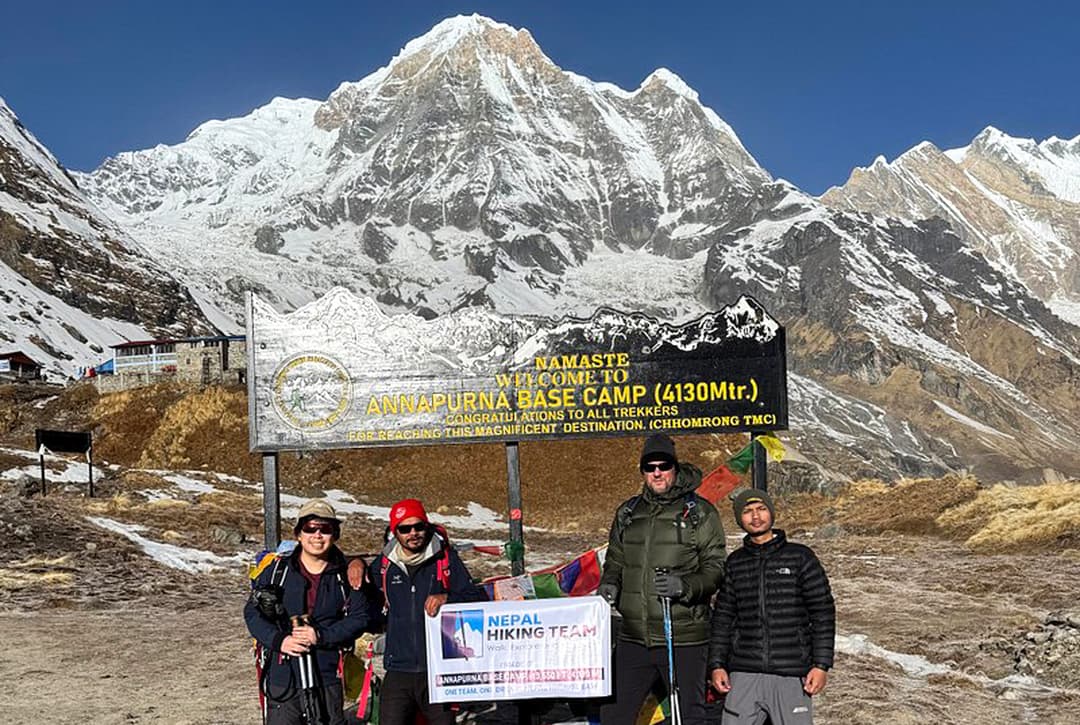 Trekkers At Annapurna Base Camp