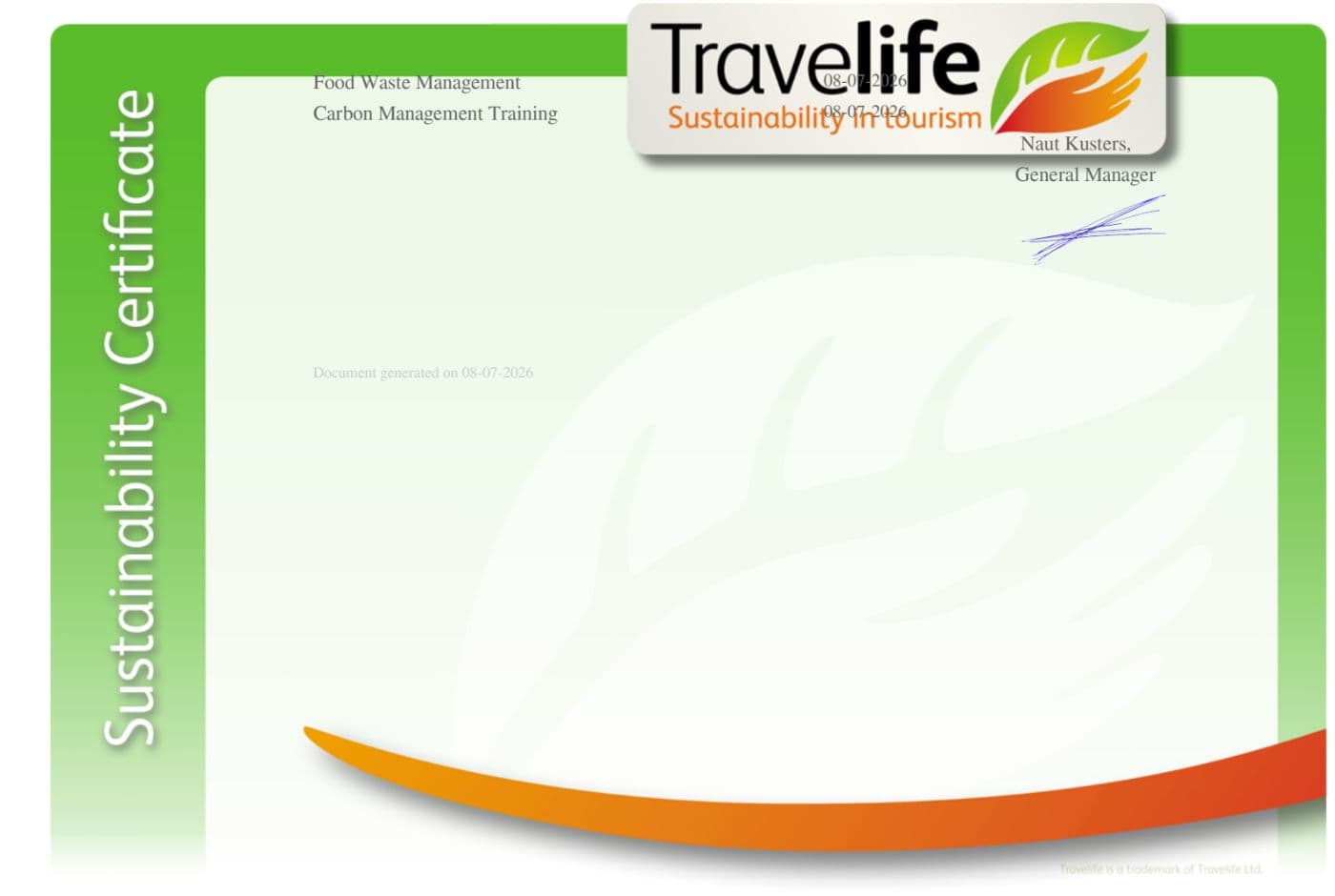 Ganga Thapa Travelife Certification3