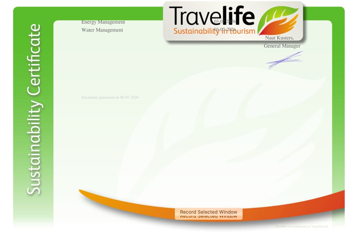 Balram Thapa Travelife Certification3