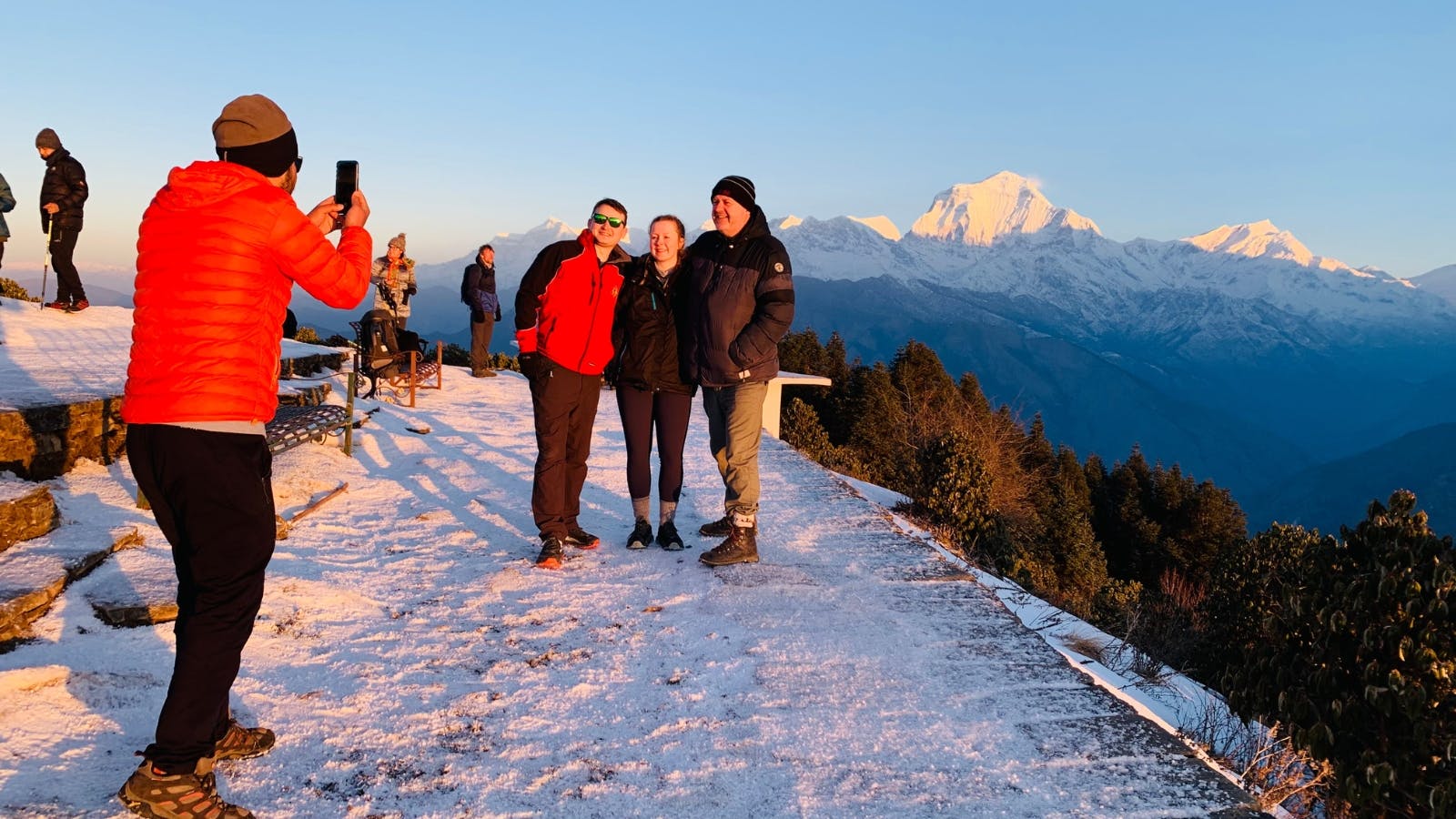 Ready for group photography at Poon Hill during sunrise with our expert and passionate photo guide, Arun.