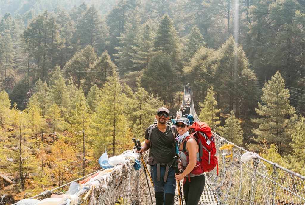 Suspension bridges during everest base camp trek
