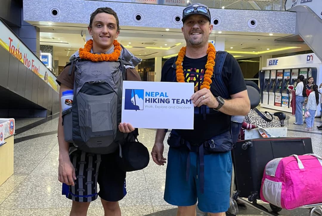 Guests welcomed by Nepal Hiking Team at Kathmandu airport before their Everest Base Camp Trek.