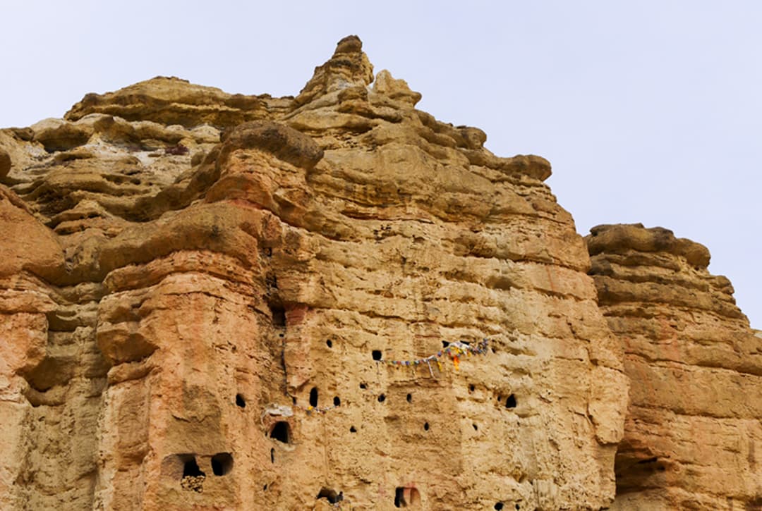 Ancient Sky Caves Carved Into Sandstone Cliffs At Chhoser, Over 2,000 Years Old
