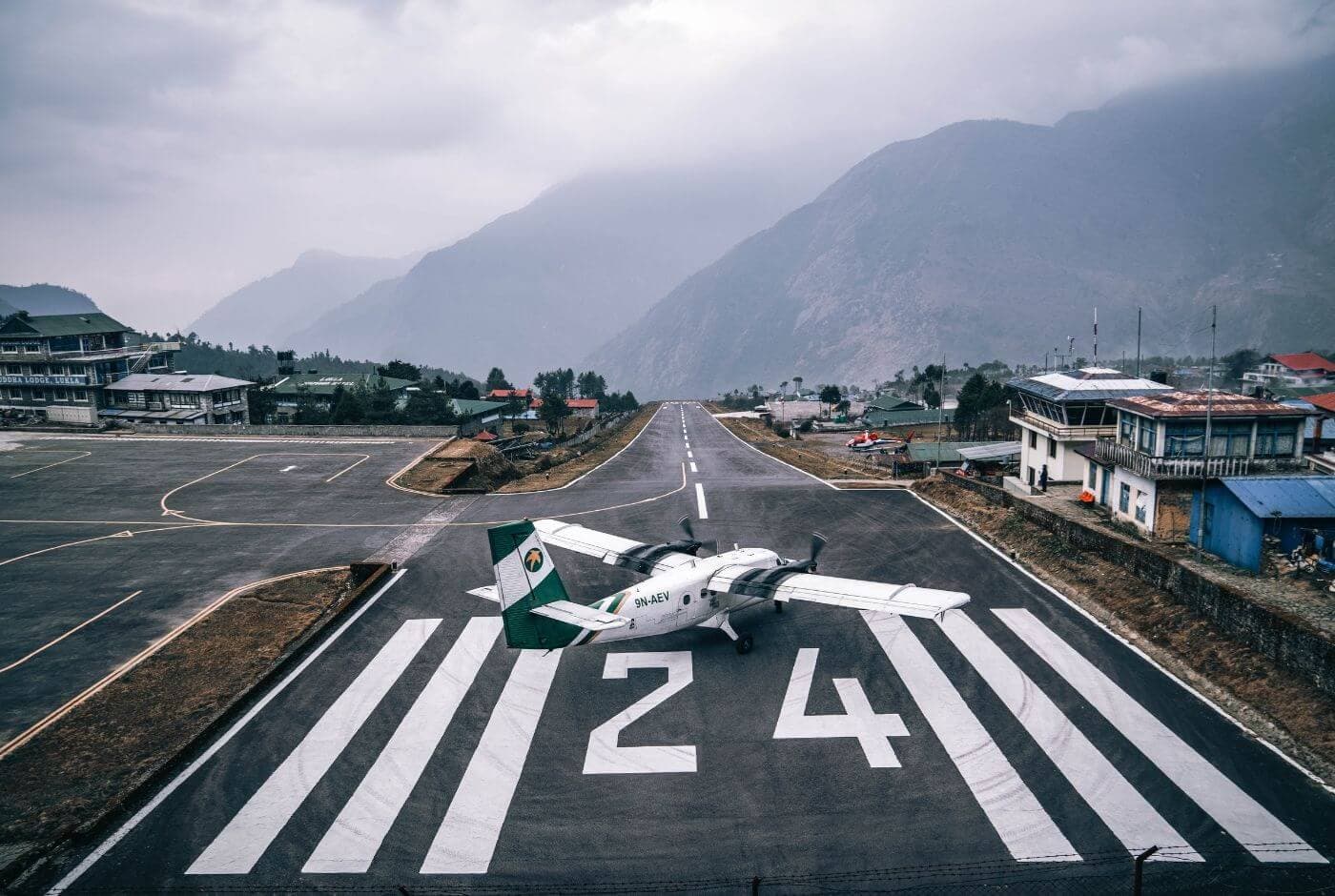 Lukla Airport runway in the Khumbu region before flying back to Kathmandu after the Everest Base Camp trek.