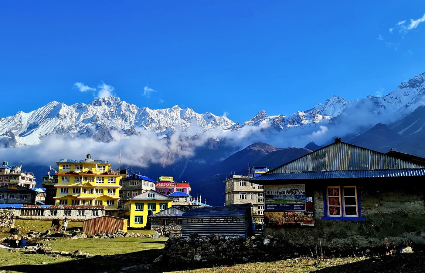 Kyanjin Gompa village Starting Hike to highest point of langtang
