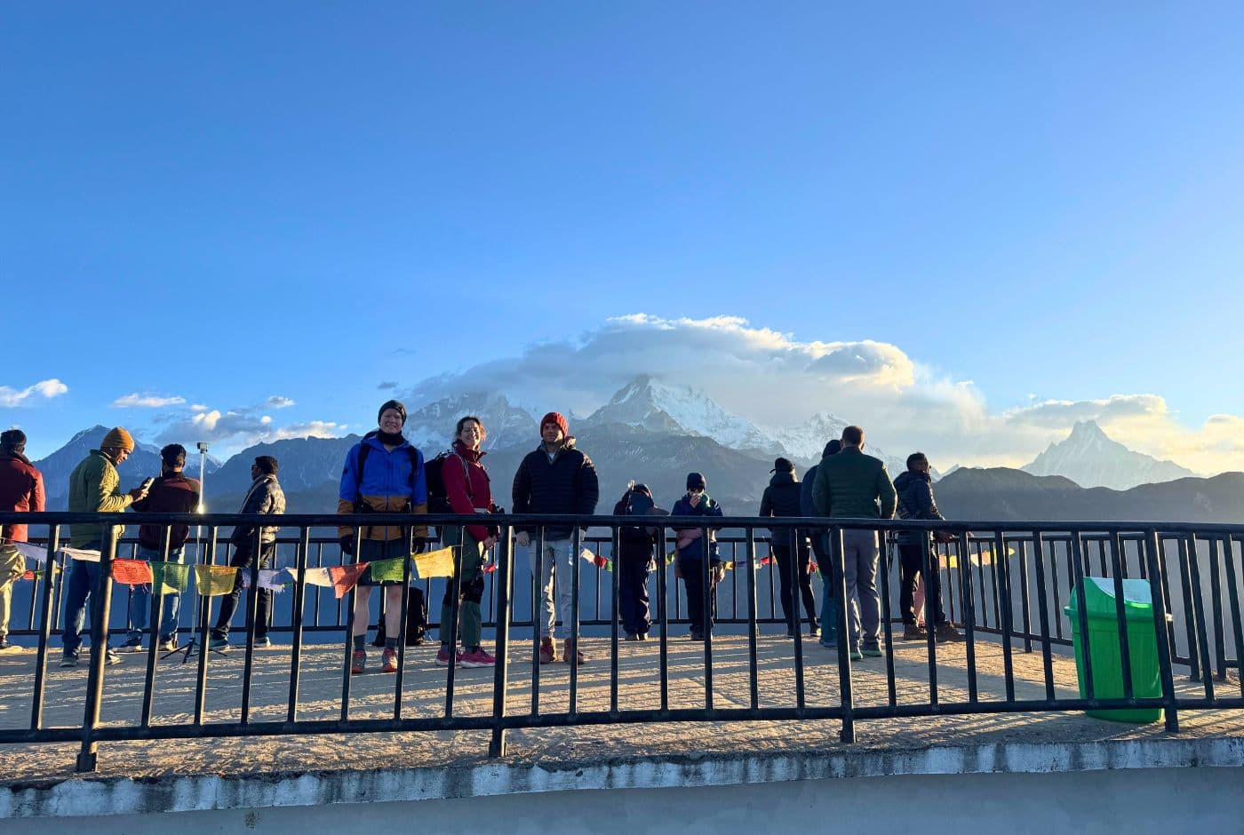 Sunrise view from Poon Hill viewpoint showing Dhaulagiri and Annapurna mountain ranges