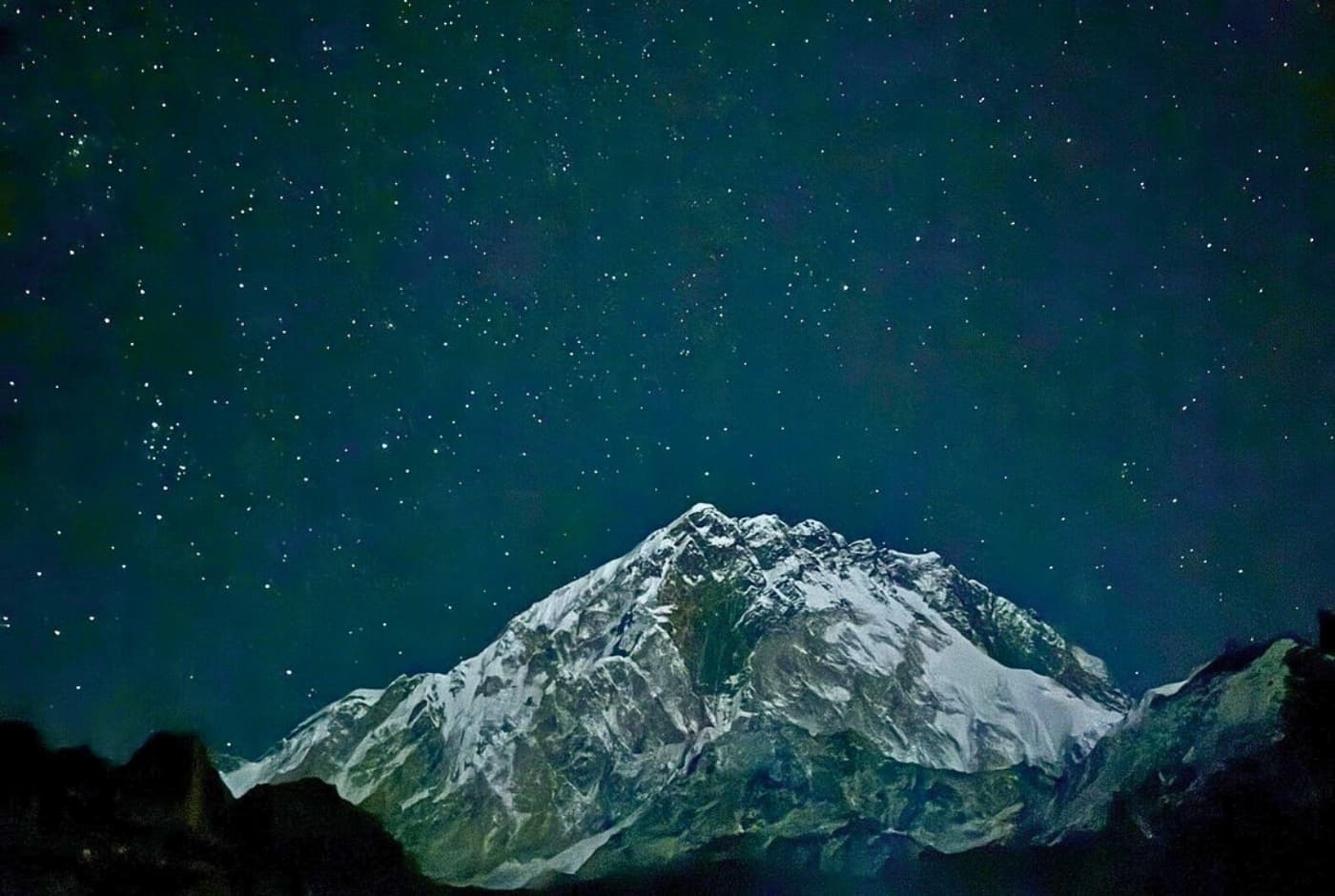 Twinkling star seen from Everest route EBC trek with Lobuche peak climbing